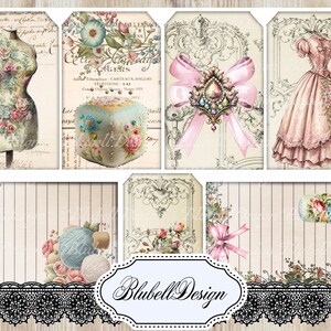 Victorian printed paper kit at the seamstress junk journal scrapbooking kit image 9