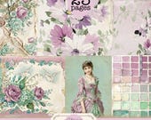 papier numérique "Dusty mauve and jade green" scrapbooking  junk journal