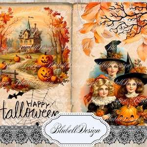 papier digital victorien "Gentils sorciers" scrapbooking kit junk journal téléchargement numérique imprimable