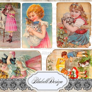 Kit papiers imprimés vintage "Meilleurs Amis"  kit junk journal scrapbooking, enfants et animaux
