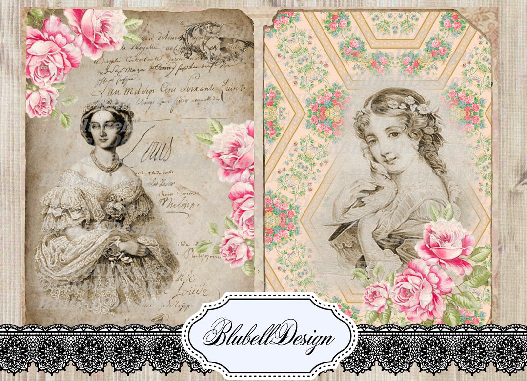Shabby Digital Paper boudoir Scrapbooking Junk Journal Kit Printable