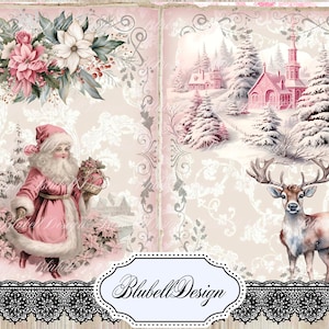 Shabby Pastell Digitales Papier "Stille Weihnachtsnacht" Scrapbooking Kit Junk Journal druckbarer digitaler Download