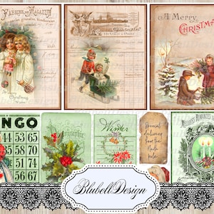 papier numérique "Ephémères de Noël " scrapbooking junk journal kit téléchargement numérique imprimable papier digital