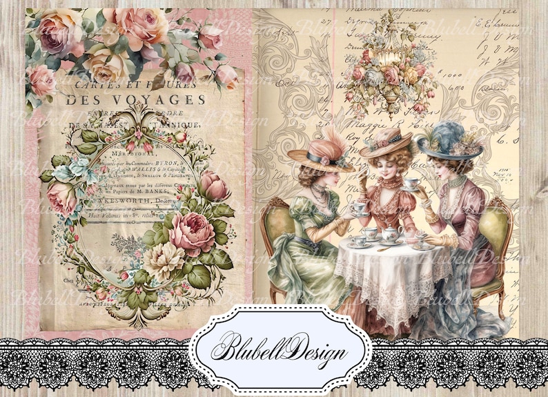 Victorian Digital Paper "tea Time" Scrapbooking Junk Journal Kit ...