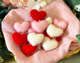 SET OF 5 Felt Heart Ornament/Decorative Hearts/ Valentine Felt Heart Decoration/Handmade Felt Heart/ Christmas Felt Hearts/Valentines day
