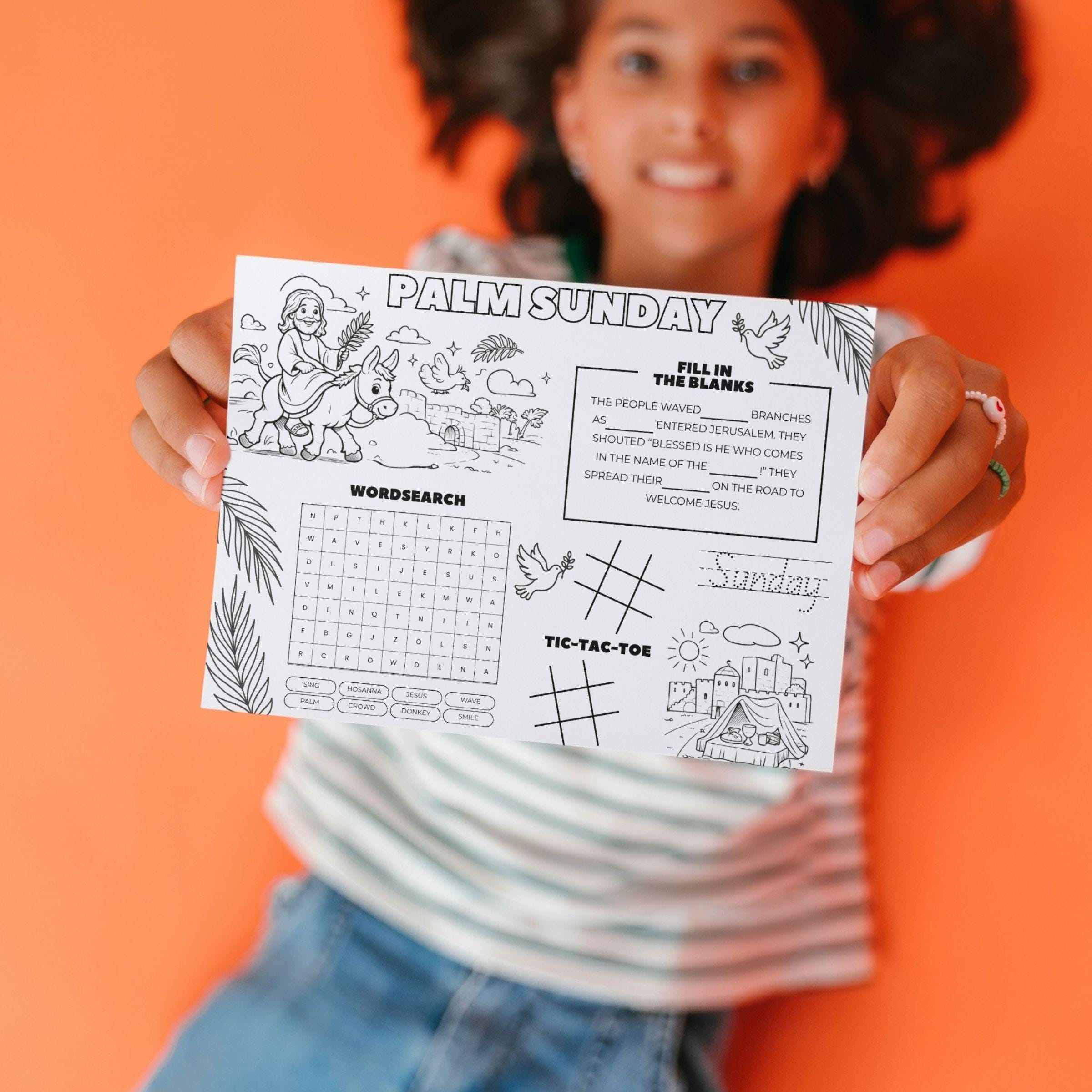 Palm Sunday Activity Placemat for Kids, the Triumphal Entry Matthew 21 ...