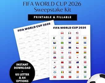 Fifa World Cup 2026 Sweepstake Kit, Fillable PDF, European Championship, Printable Football Tournament Ballot, Friends and Family Game Night