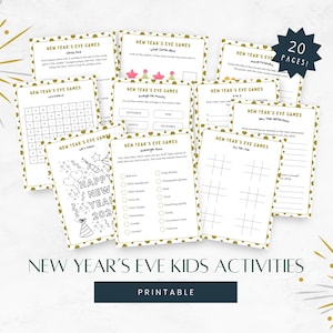 New Year's Activities For Kids, Printable New Year's Eve Games, 20 Page Activity Pack, Colouring Pages, New Year 2024, Year in Review