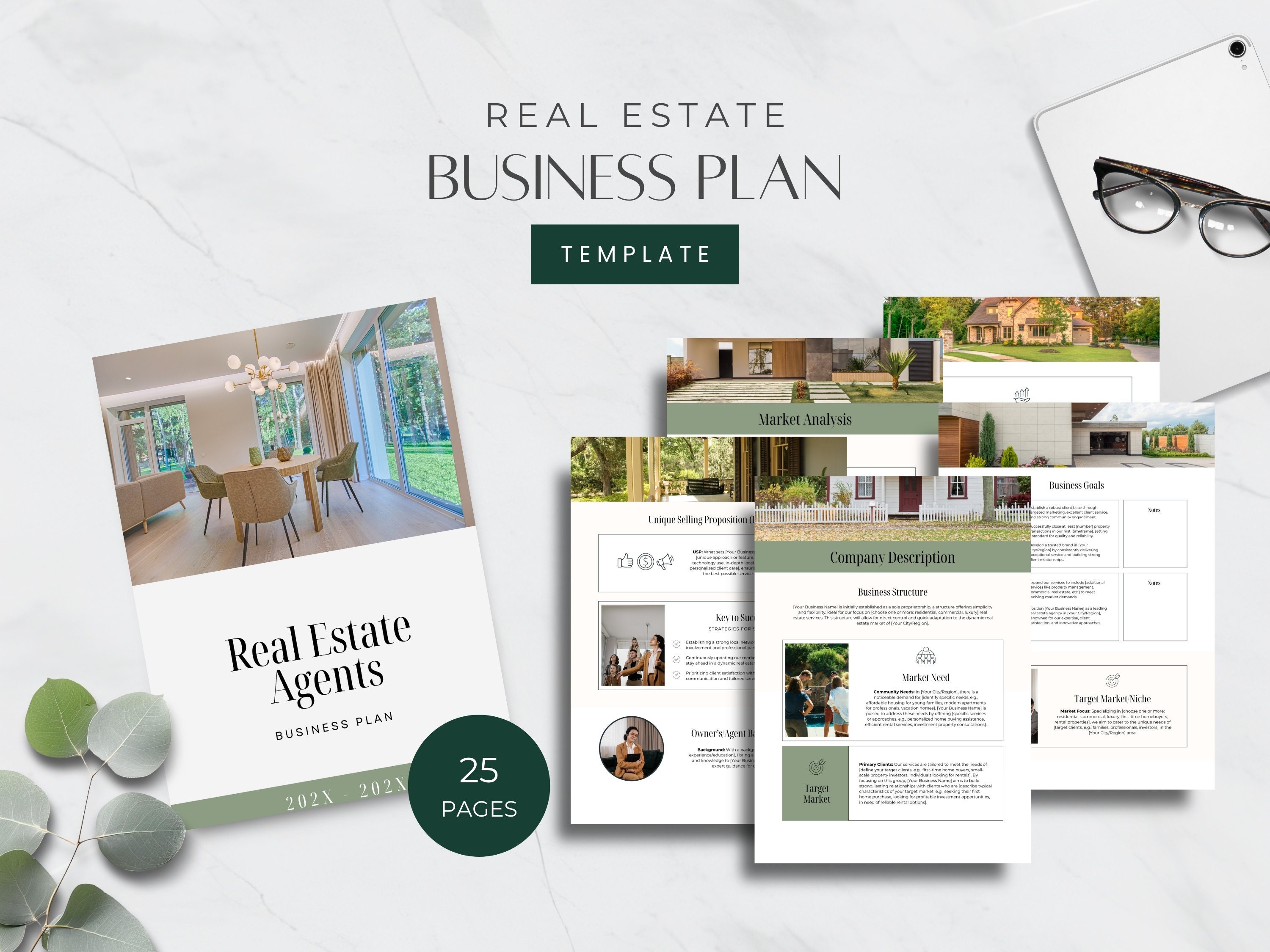 Realtor Business Plan 2024, Editable in Canva, Real Estate Agent