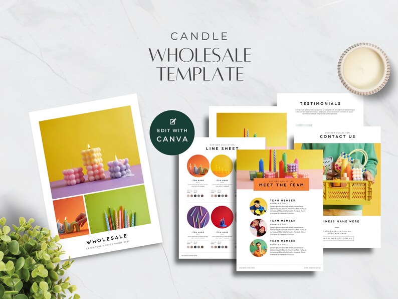 Candle Wholesale Template, Product Catalog, Line Sheet for Wholesale