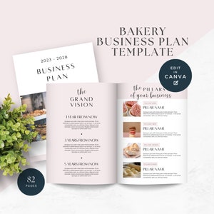 Modello di business plan per panetteria, modificabile in Canva, piccolo imprenditore, modello di business per panetteria, kit di avvio aziendale, piano di progetto