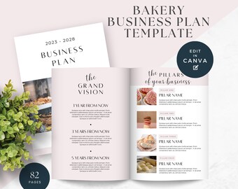 Bakery Business Plan Template, Editable in Canva, Small Business Owner, Bakery Business Template, Business Starter Kit, Project Plan