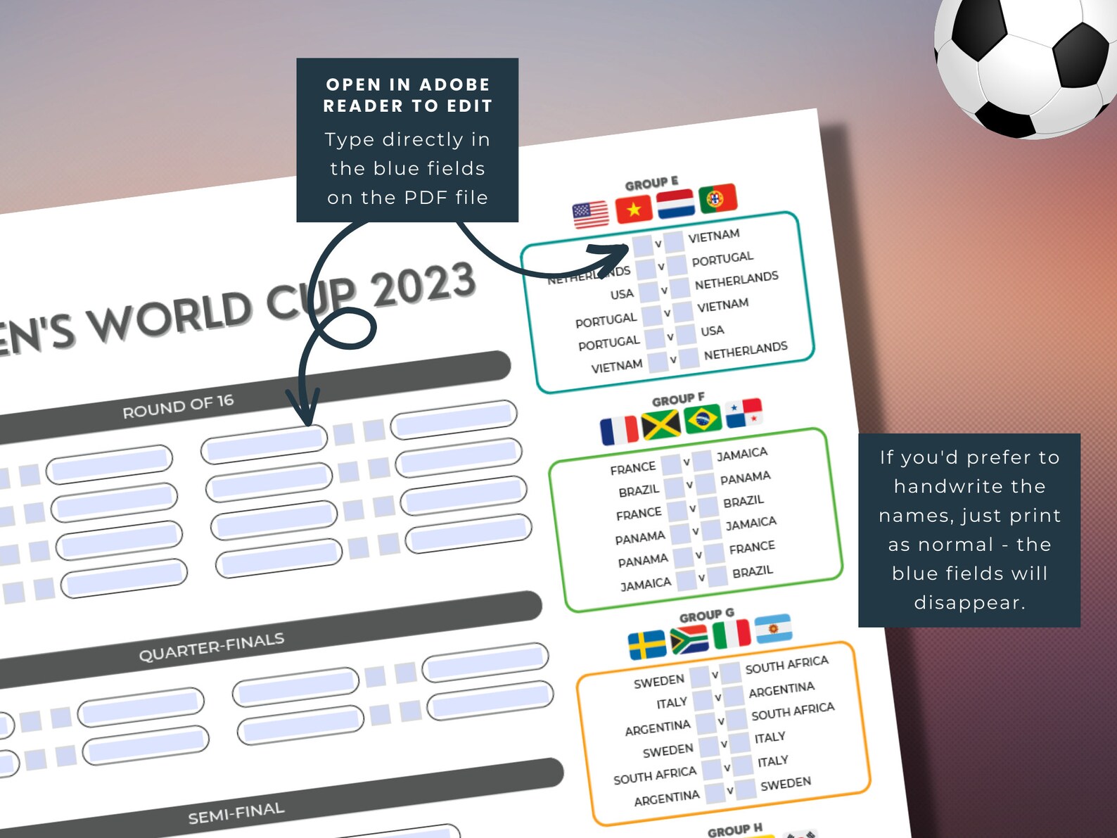 Printable 2023 Women's World Cup Wallchart FIFA World Cup Etsy