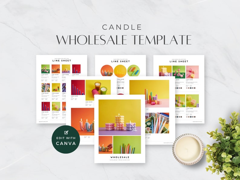 Candle Wholesale Template, Product Catalog, Line Sheet for Wholesale