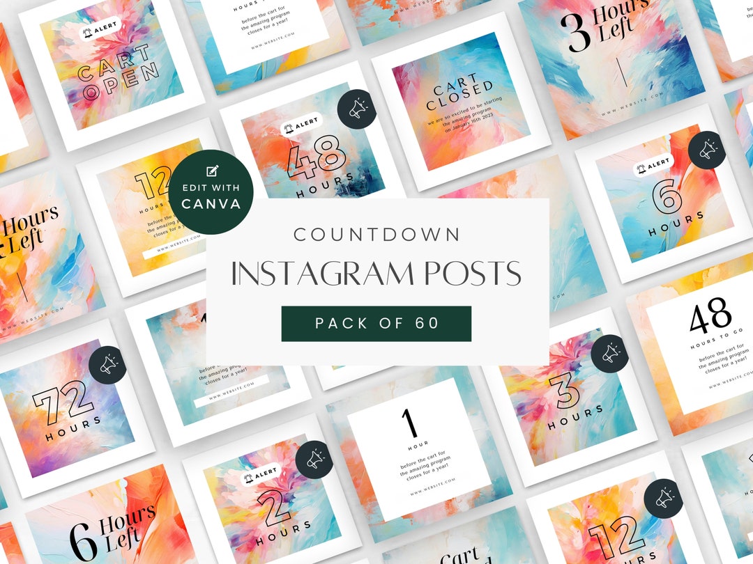 Countdown Instagram Post, Pack of 60, Launch Announcement, Countdown ...