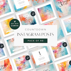 Countdown Instagram Post, Pack of 60, Launch Announcement, Countdown Timer, Small Business Social Media Content, Event Engagement Insta Post