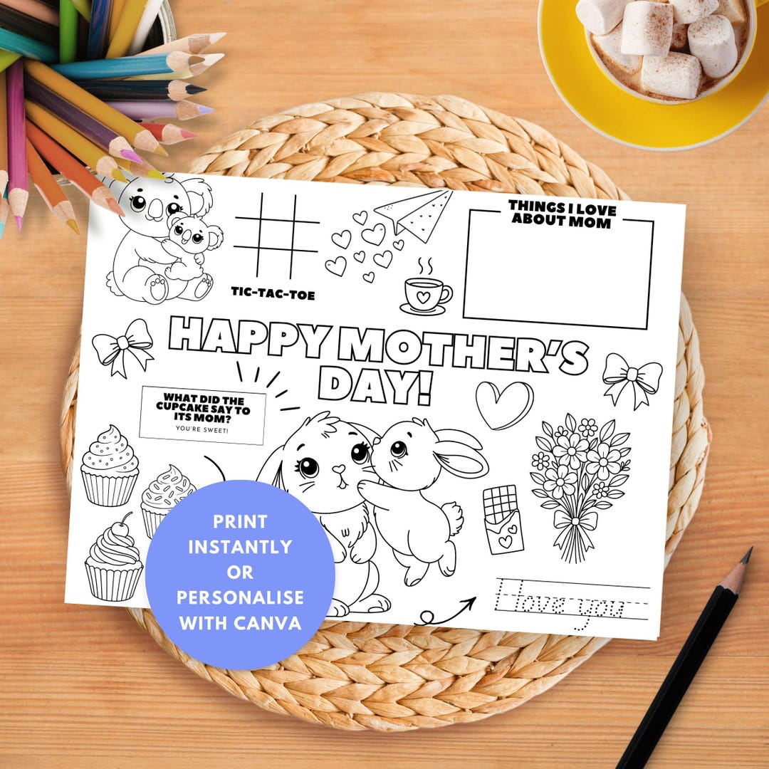 Editable Mothers Day Activity Placemat Printable, Kids Craft Colouring ...