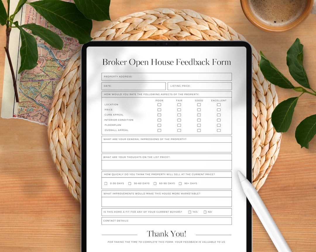 Broker Open House Feedback Form, Editable Realtor Template, Printable ...