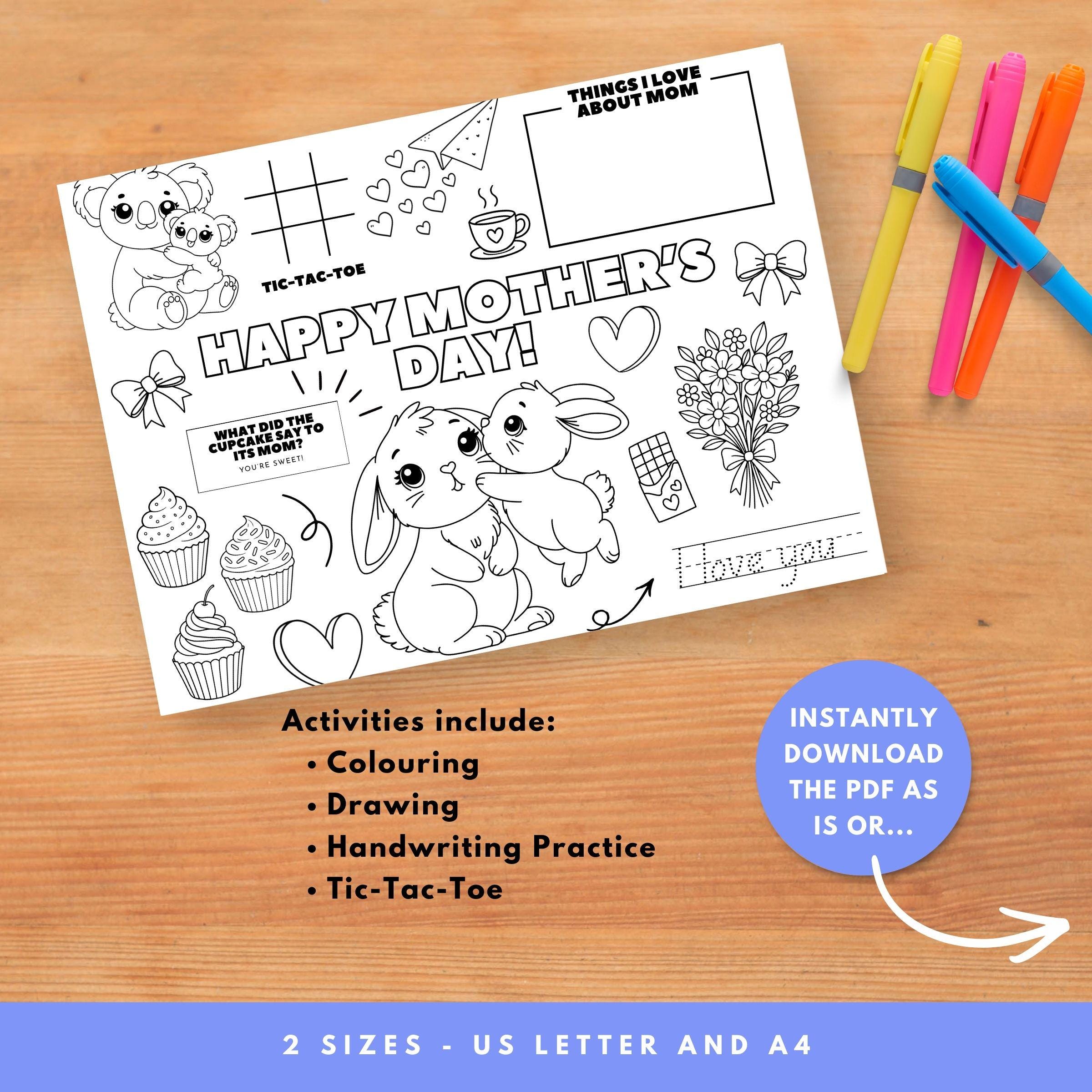 Editable Mothers Day Activity Placemat Printable, Kids Craft Colouring ...