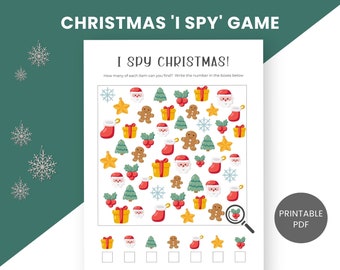 Christmas I Spy Printable Game, DIGITAL DOWNLOAD, Classroom Activity, Kids Christmas Party Game, Christmas Activities, Printable PDF