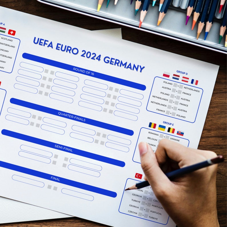Printable Wall Chart, UEFA Euro 2024 Germany, Football Tournament