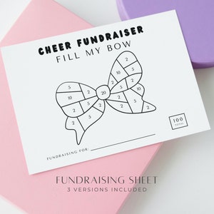 Fill My Bow Cheerleading Fundraiser, Cheer Team Sponsorship Form, Cheer Team Fund, Sports Donation, 3 Versions Included, PDF Download