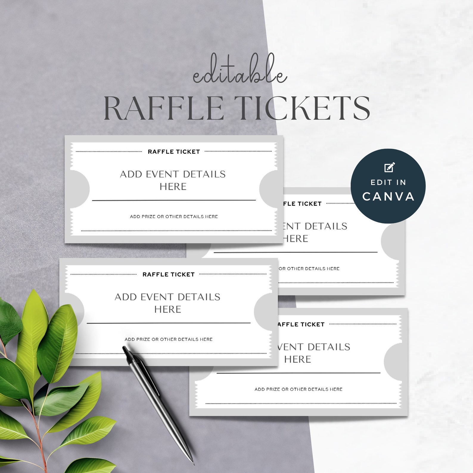 Editable Raffle Ticket, CANVA TEMPLATE, Printable Prize Draw Ticket for ...