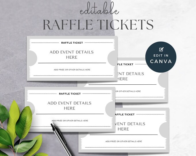 Modern Printable Raffle Ticket Template for Canva Editable Custom Draw ...