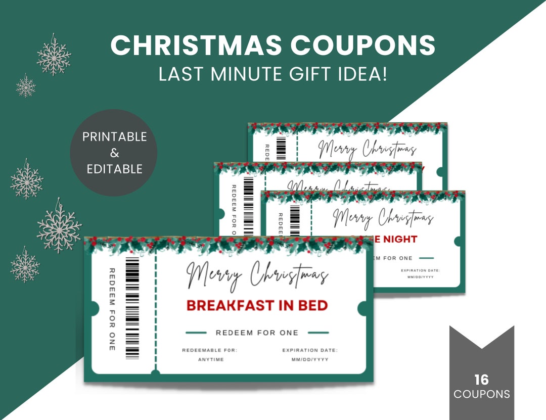 Printable Christmas Coupon Book Editable Christmas Coupons Etsy