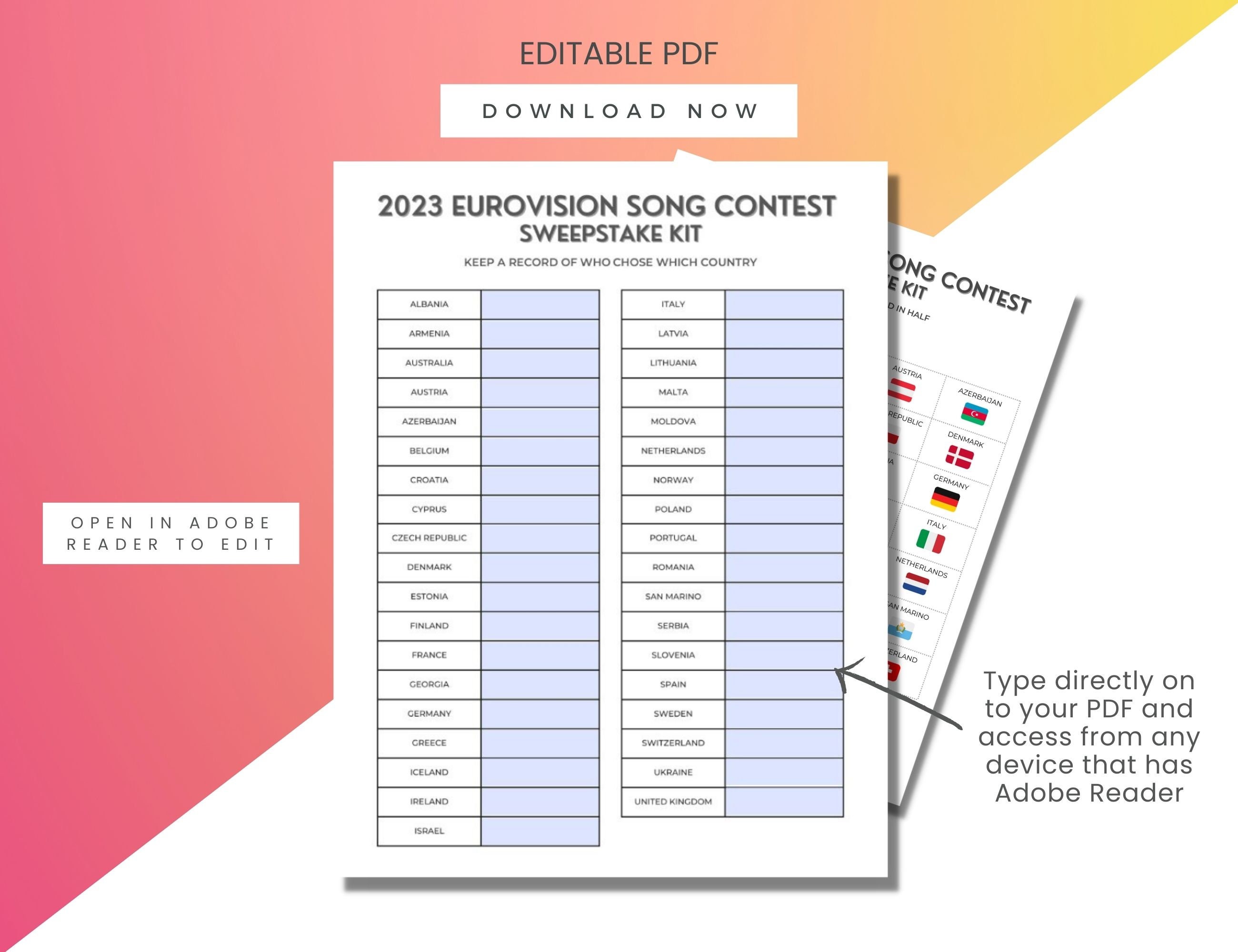 2023 Eurovision Song Contest DIGITAL DOWNLOAD Printable - Etsy