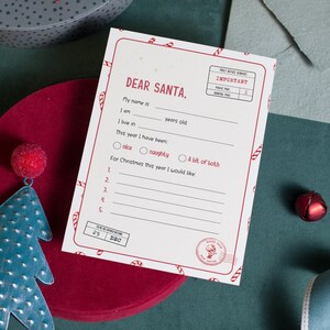 Afdrukbare brief aan de kerstman van kind, kerstverlanglijst, kinderbrief aan de noordpool, sjabloon voor brief aan de kerstman, kerstactiviteit, Instant Download