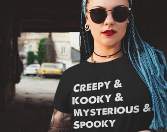 Addams Familie inspiriert Halloween Shirt, MITTWOCHS Addams, gruselig, Kooky, mysteriös & gruselig, schwarzes T-Shirt