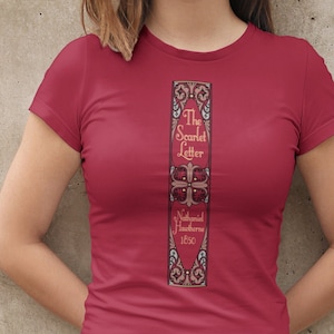 The Scarlet Letter, Nathanial Hawthorn, Hester Prynne, Book Spine T-Shirt, Book Lovers Gift