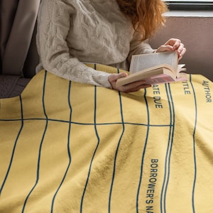 Library Card Plush Blanket, Book Lover Gift, Book Nook, Bookish