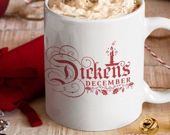 Taza de diciembre de Dickens, Charles Dickens, Un cuento de Navidad, regalo para amantes de los libros, literatura victoriana