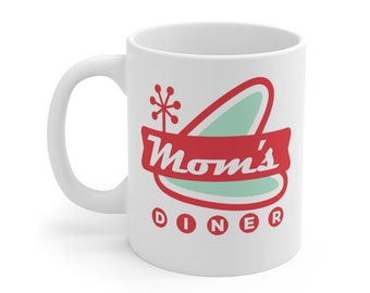 Mom&#39;s Diner, Personalized 1950&#39;s Diner Mug, Mother&#39;s Day Gift, Cooking Gifts