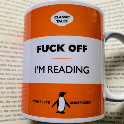 Fck I'm Reading Penguin Satire Book Cover Mug - Etsy