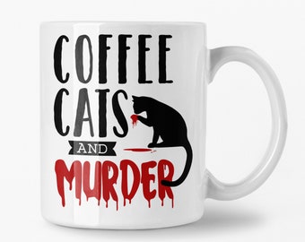 True Crime Lover, Café y gatos, Murderino, SSDGM, Black Cat Mug, True Crime Gift, Cat Lover Gifts