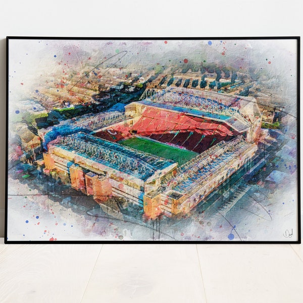 Liverpool Oil Painting Print / Anfield Stadium Art Print / LIverpool Art / Soccer / Football / Reds  / Wall Art