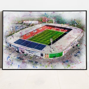 Doncaster Rovers Oil Painting Print / Keepmoat Stadium Art Print / Art Print / Football ground / Soccer / Football / Wall Art