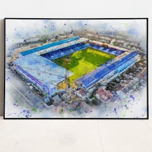 Portsmouth Oil Painting Print / Frattan Park Art Print / Art Print / Football ground / Soccer / Football / Wall Art