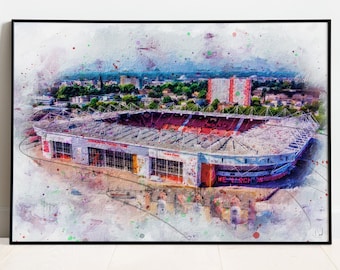 Stampa del Southampton FC / Stampa artistica dello stadio St Mary's / Stampa di Southampton / Campo da calcio / Calcio / Calcio / Arte murale