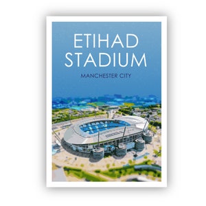 Retro Manchester City Art Print / Etihad Stadium Art Print / Manchester Print / Football ground / Soccer / Football / Man city/ Wall Art