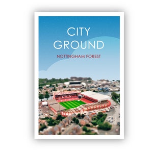 Nottingham Forrest Retro Art Print / City Ground Art Print / Nottingham Forest Print / Football ground / Soccer / Football / Wall Art