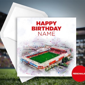Walsall FC Geburtstagskarte - Bescot Stadion - Personalisierte Geburtstagskarte - Name Geburtstagskarte - Fußball Geburtstagskarte