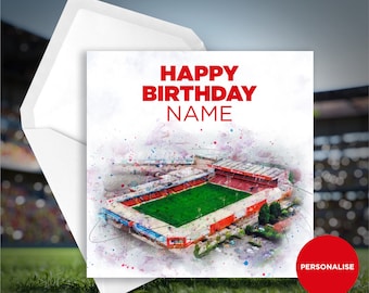 Tarjeta de cumpleaños Walsall FC - Estadio Bescot - Tarjeta de cumpleaños personalizada - Tarjeta de cumpleaños con nombre - Tarjeta de cumpleaños de fútbol
