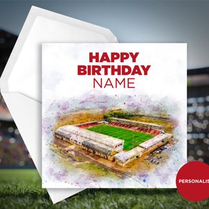 Northampton Town Birthday Card - Sixfields Stadium - Carte d’anniversaire personnalisée - Carte d’anniversaire de nom - Carte d’anniversaire de football