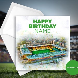Norwich City Geburtstagskarte - Carroew Road Card - Personalisierter Name Geburtstagskarte - Name Geburtstagskarte - Fußball Geburtstagskarte