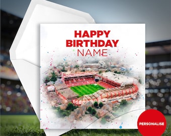 Nottimgham Forest Birthday Card - City Ground - Personalised Birthday Card - Name Birthday Card - Football Birthday Card