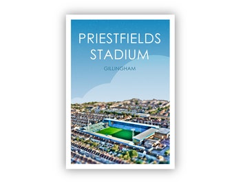Stampa artistica retrò del Gillingham FC / Stampa artistica dello stadio Preistfields / Stampa di Gillingham / Campo da calcio / Calcio / Calcio / Arte murale